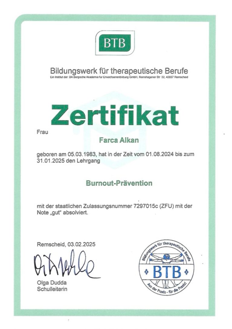Zertifikat Burn-out-Prävention